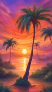 orange palm tree background wallpaper aesthetic illustration 2