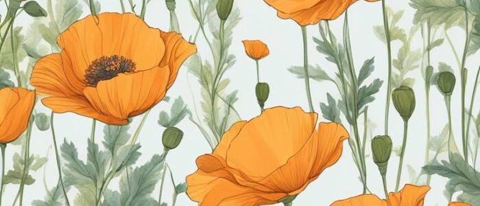 orange poppy flower background wallpaper aesthetic illustration 1