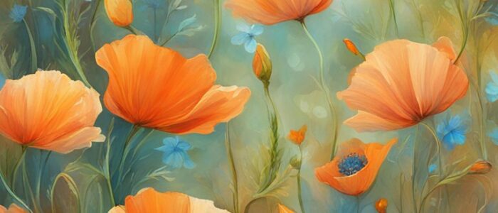 orange poppy flower background wallpaper aesthetic illustration 2