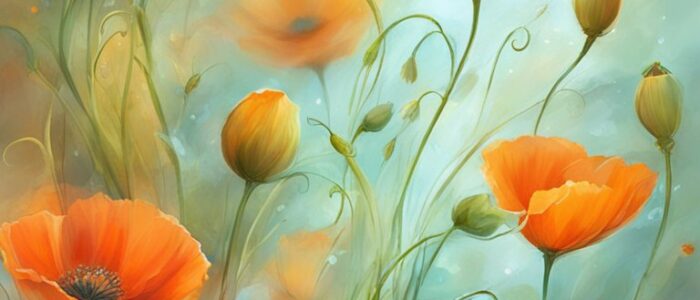 orange poppy flower background wallpaper aesthetic illustration 3