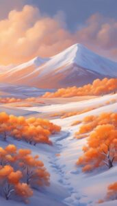 orange snow winter background wallpaper illustration aesthetic 2