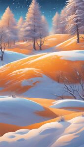 orange snow winter background wallpaper illustration aesthetic 3