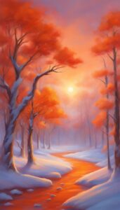 orange snow winter background wallpaper illustration aesthetic 5