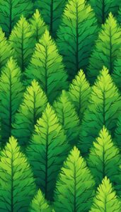 pine trees and leaves pattern background aesthetic wallpaper illustration 1