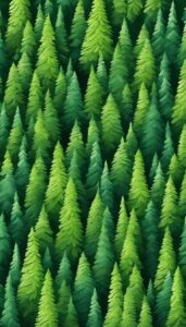 pine trees and leaves pattern background aesthetic wallpaper illustration 2
