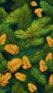 pine trees and leaves pattern background aesthetic wallpaper illustration 3