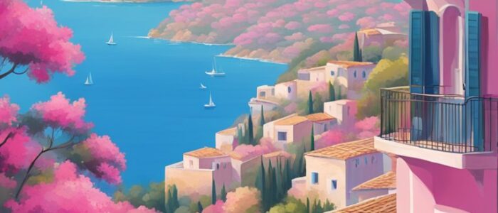 pink Mediterranean background wallpaper aesthetic illustration 1