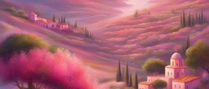 pink Mediterranean background wallpaper aesthetic illustration 2