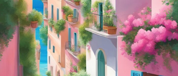 pink Mediterranean background wallpaper aesthetic illustration 4