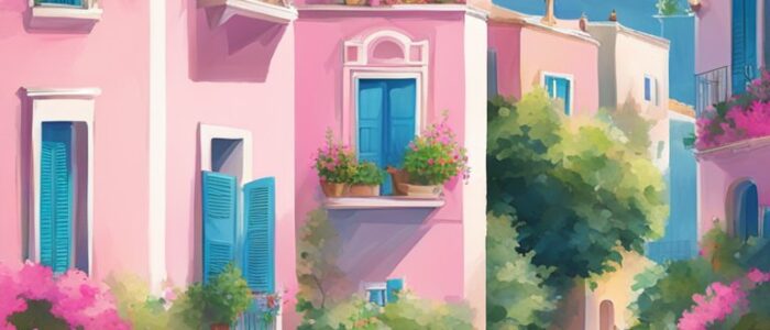 pink Mediterranean background wallpaper aesthetic illustration 5