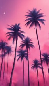 pink palm tree background wallpaper aesthetic illustration 1