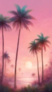 pink palm tree background wallpaper aesthetic illustration 3