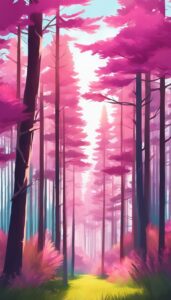 pink pine tree background aesthetic wallpaper illustration 1