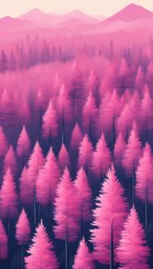 pink pine tree background aesthetic wallpaper illustration 2