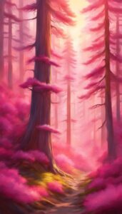 pink pine tree background aesthetic wallpaper illustration 3