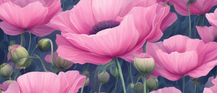 pink poppy flower background wallpaper aesthetic illustration 1