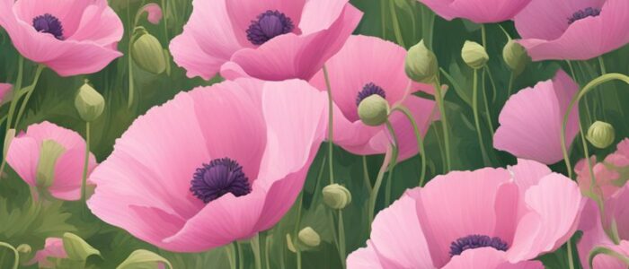 pink poppy flower background wallpaper aesthetic illustration 2