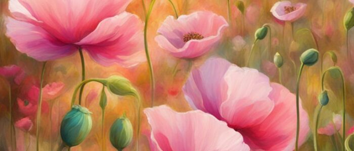 pink poppy flower background wallpaper aesthetic illustration 4