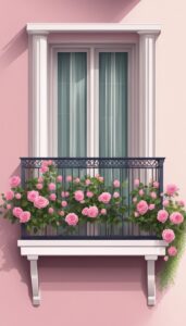 pink roses on balcony romantic idea 2