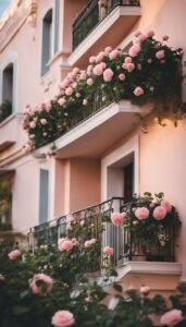 pink roses on balcony romantic idea 3