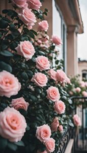 pink roses on balcony romantic idea 4