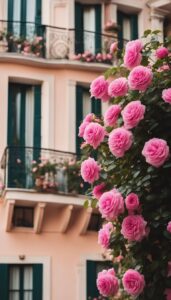 pink roses on balcony romantic idea 5