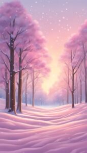 pink snow winter background wallpaper illustration aesthetic 1