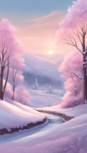 pink snow winter background wallpaper illustration aesthetic 2