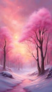 pink snow winter background wallpaper illustration aesthetic 4