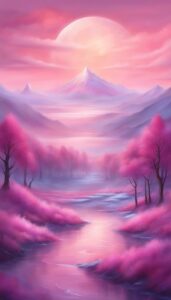 pink snow winter background wallpaper illustration aesthetic 5