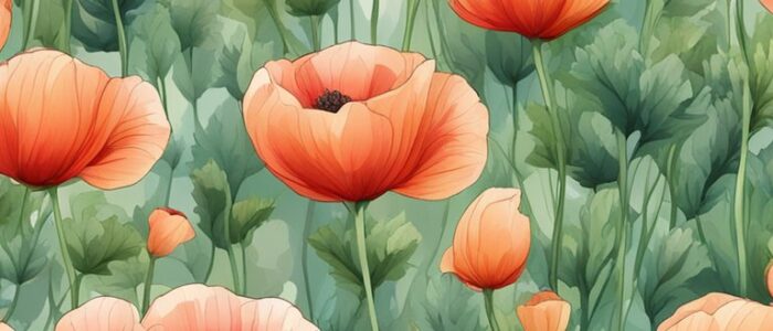 poppy flowers pattern background wallpaper aesthetic illustration 2