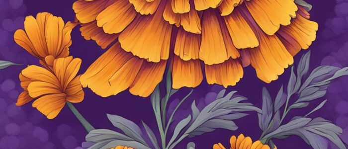purple marigold flower background wallpaper aesthetic illustration 3