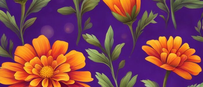 purple marigold flower background wallpaper aesthetic illustration 4