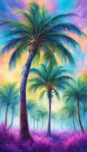 purple palm tree background wallpaper aesthetic illustration 1
