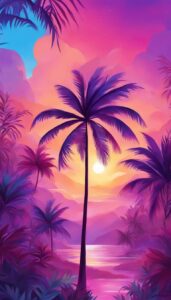 purple palm tree background wallpaper aesthetic illustration 5