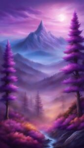 purple pine tree background aesthetic wallpaper illustration 2