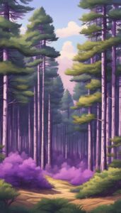 purple pine tree background aesthetic wallpaper illustration 3
