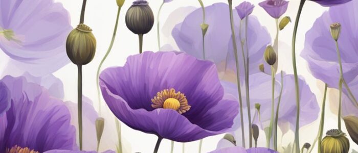purple poppy flower background wallpaper aesthetic illustration 1