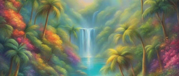 rainbow tropical background wallpaper aesthetic illustration 1