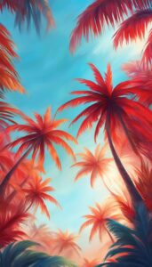 red palm tree background wallpaper aesthetic illustration 2