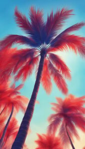 red palm tree background wallpaper aesthetic illustration 3