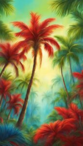 red palm tree background wallpaper aesthetic illustration 4