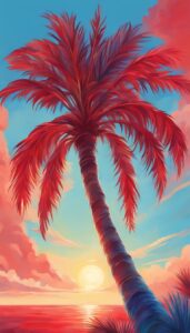 red palm tree background wallpaper aesthetic illustration 5