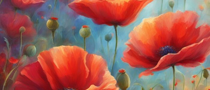 red poppy flower background wallpaper aesthetic illustration 4
