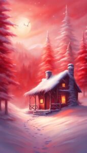 red snow winter background wallpaper illustration aesthetic 3