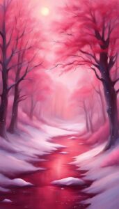 red snow winter background wallpaper illustration aesthetic 5