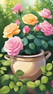 roses in pot in the garden idea 4