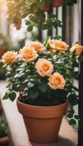 roses in pots on balcony romantic idea 2