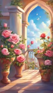 roses in pots on balcony romantic idea 4