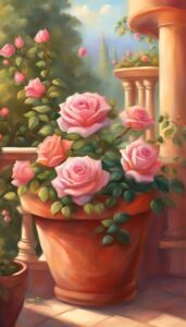 roses in pots on balcony romantic idea 5